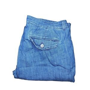 Lacoste Jeans‎ Women Sz 12 Wide Leg Blue Denim 40 EU Everyday Logo